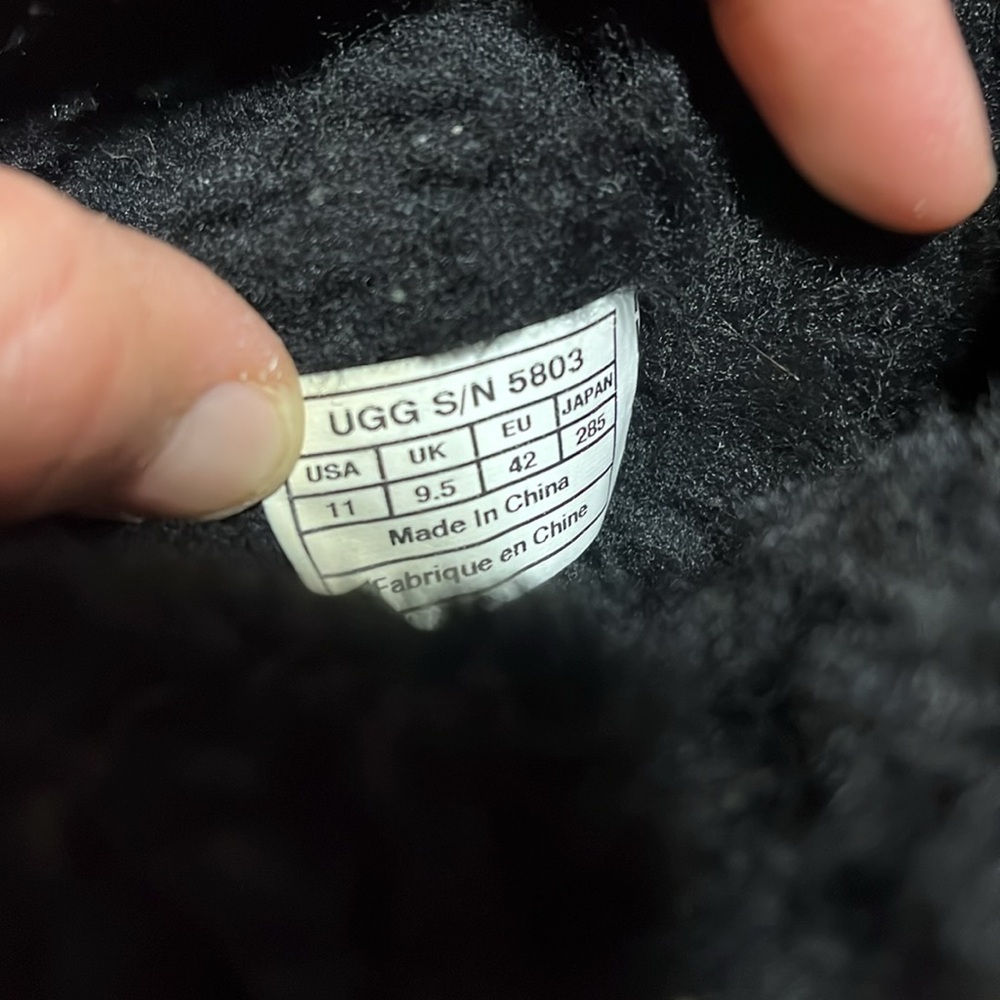 UGG Australia Women's Black Suede Shearling Sheepskin Button Boots Size 11 - Picture 7 of 10